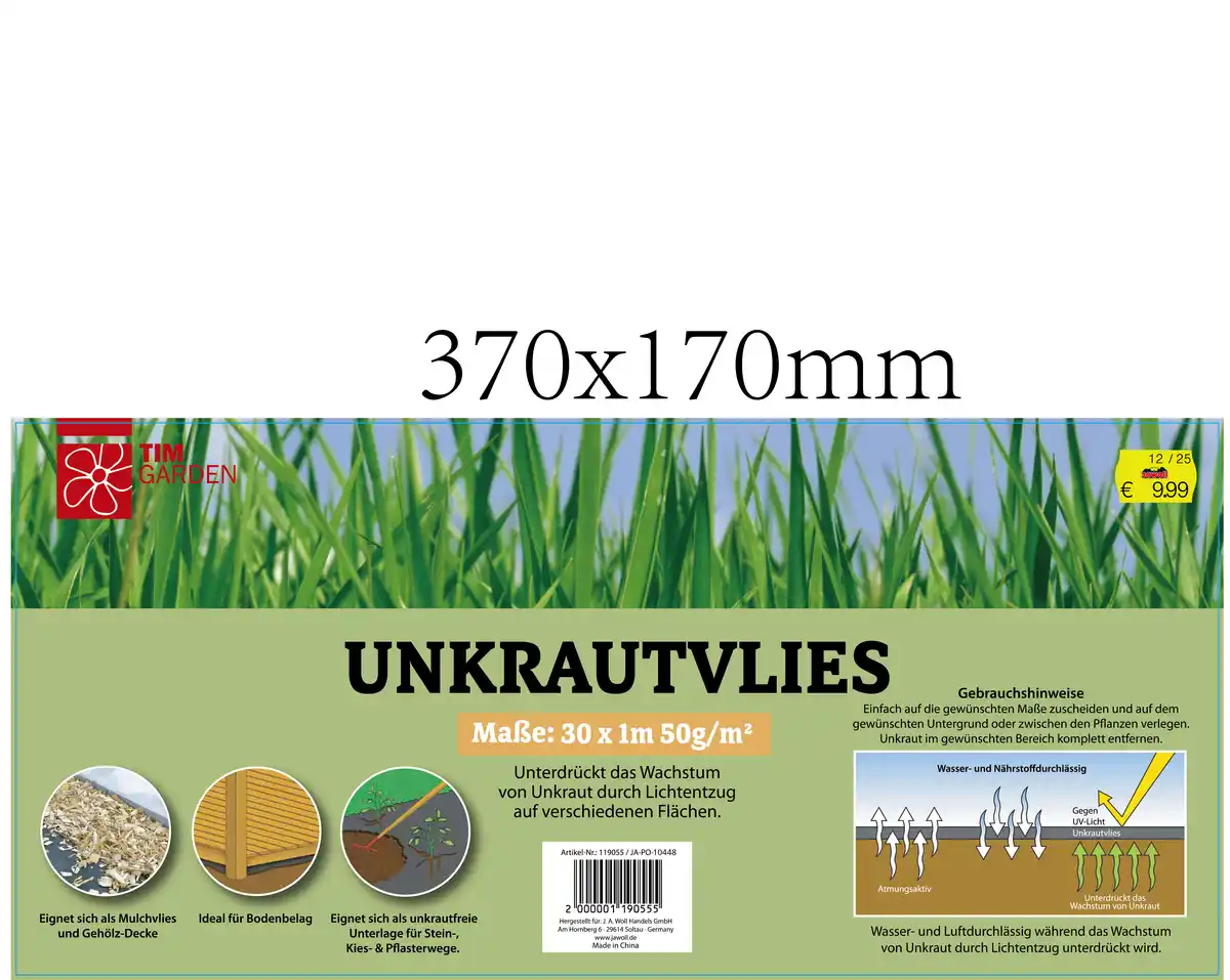 Bild 1 von Unkrautvlies 30x1m 50g schwarz