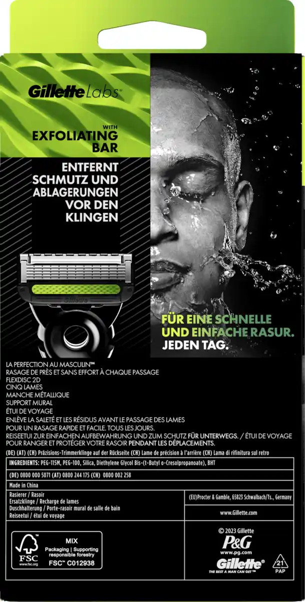 Bild 2 von Gillette LABS Rasierer Gold mit 2 Duschhänger mit Reiseetui