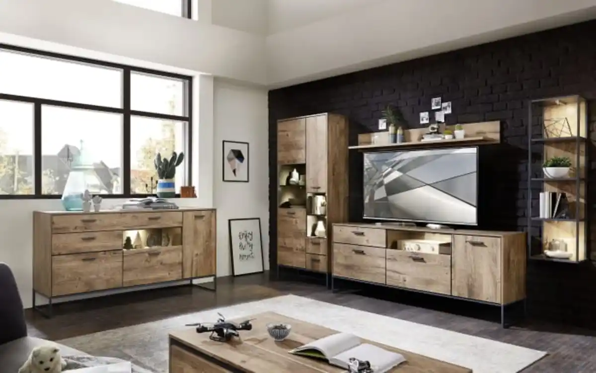 Bild 2 von Vito - Wohnwand Sweep, Haveleiche cognac, Matera Nachbildung, inkl. Softclose