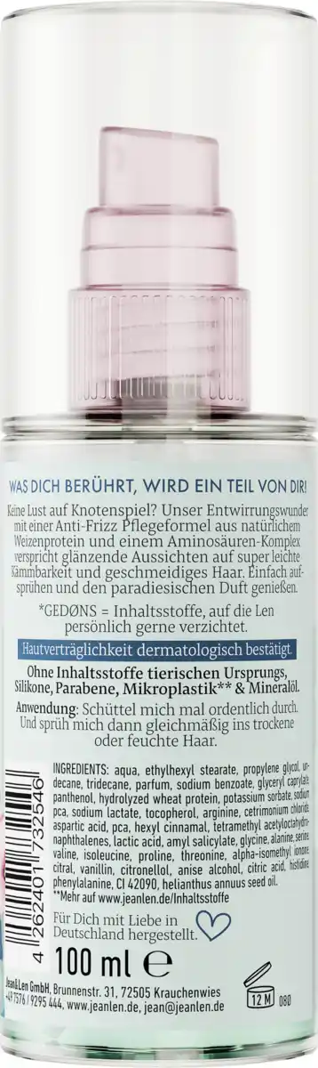 Bild 2 von Jean&Len 2-Phasen Leave-In Conditioner Entwirrungswunder Spray, 100 ml