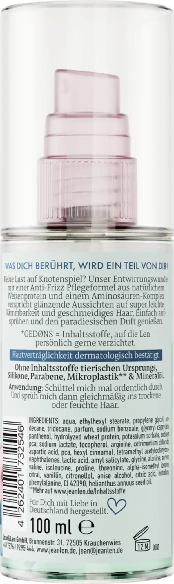 Bild 2 von Jean&Len 2-Phasen Leave-In Conditioner Entwirrungswunder Spray, 100 ml