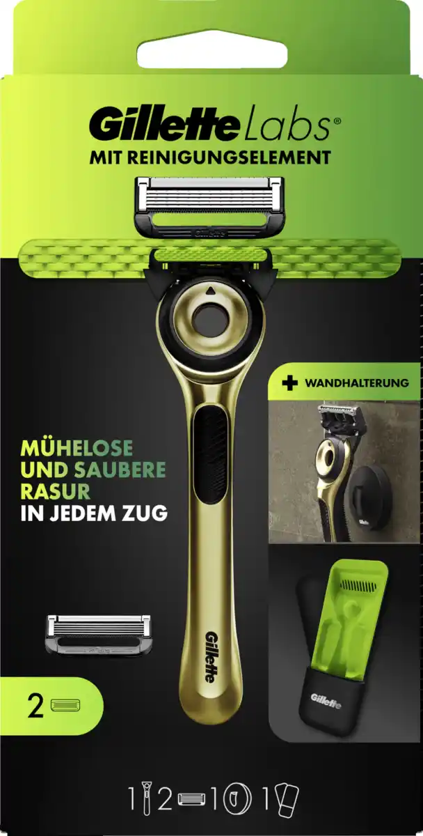 Bild 1 von Gillette LABS Rasierer Gold mit 2 Duschhänger mit Reiseetui