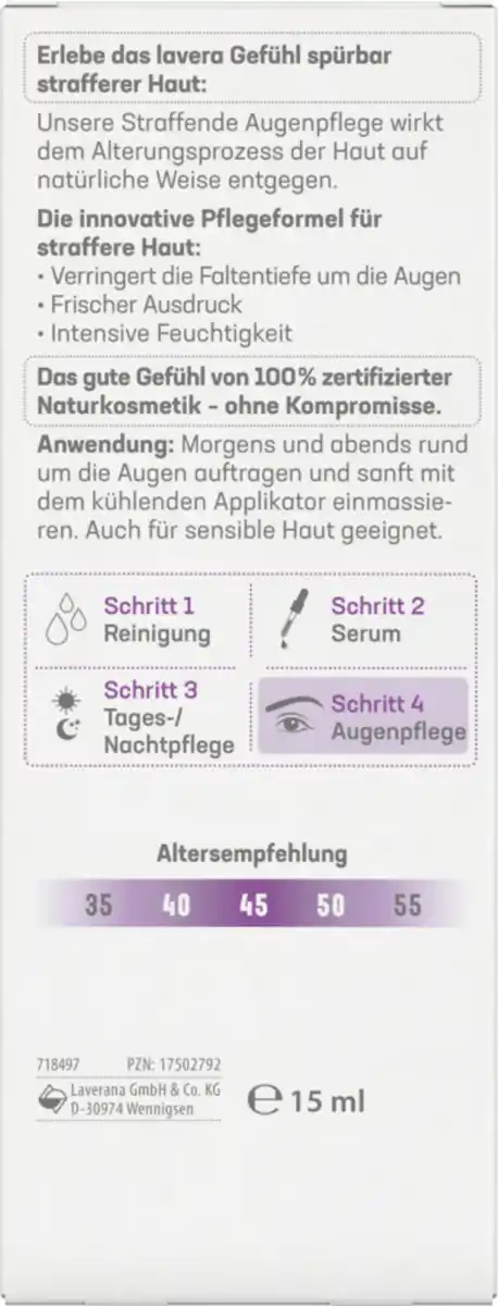 Bild 2 von lavera Straffende Augenpflege, 15 ml