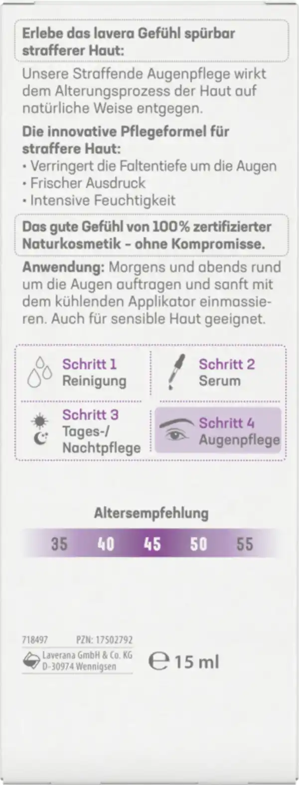 Bild 2 von lavera Straffende Augenpflege, 15 ml