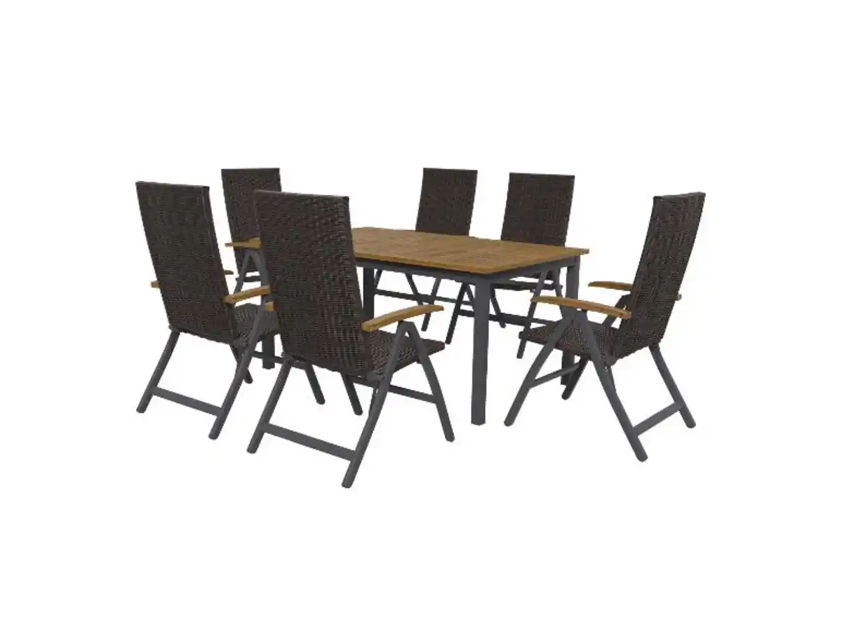 Bild 1 von LIVARNO home Geflecht-Set »Valencia«, 7-teilig - Standardtisch & 6 Hochlehner, braun