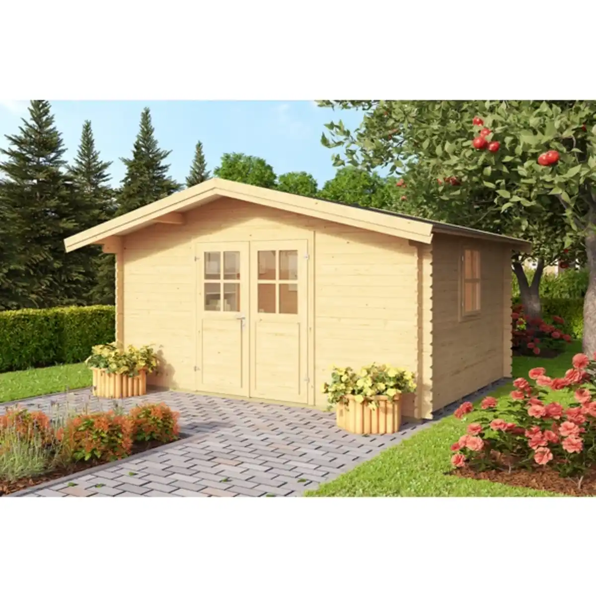 Bild 1 von Gartenhaus »Donau«, Holz, BxHxT: 425 x 245.1 x 347 cm (Außenmaße), Wandstärke 28mm