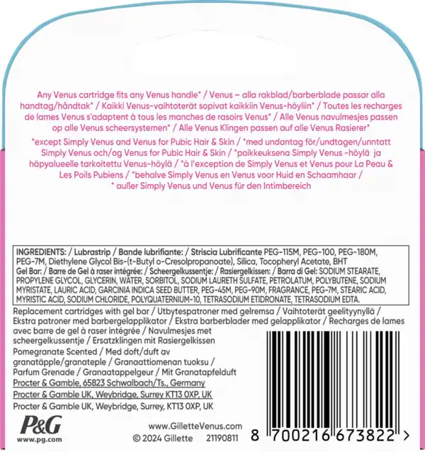 Bild 2 von Gillette Venus Pro ComfortGlide Granatapfel Duft Rasierklingen