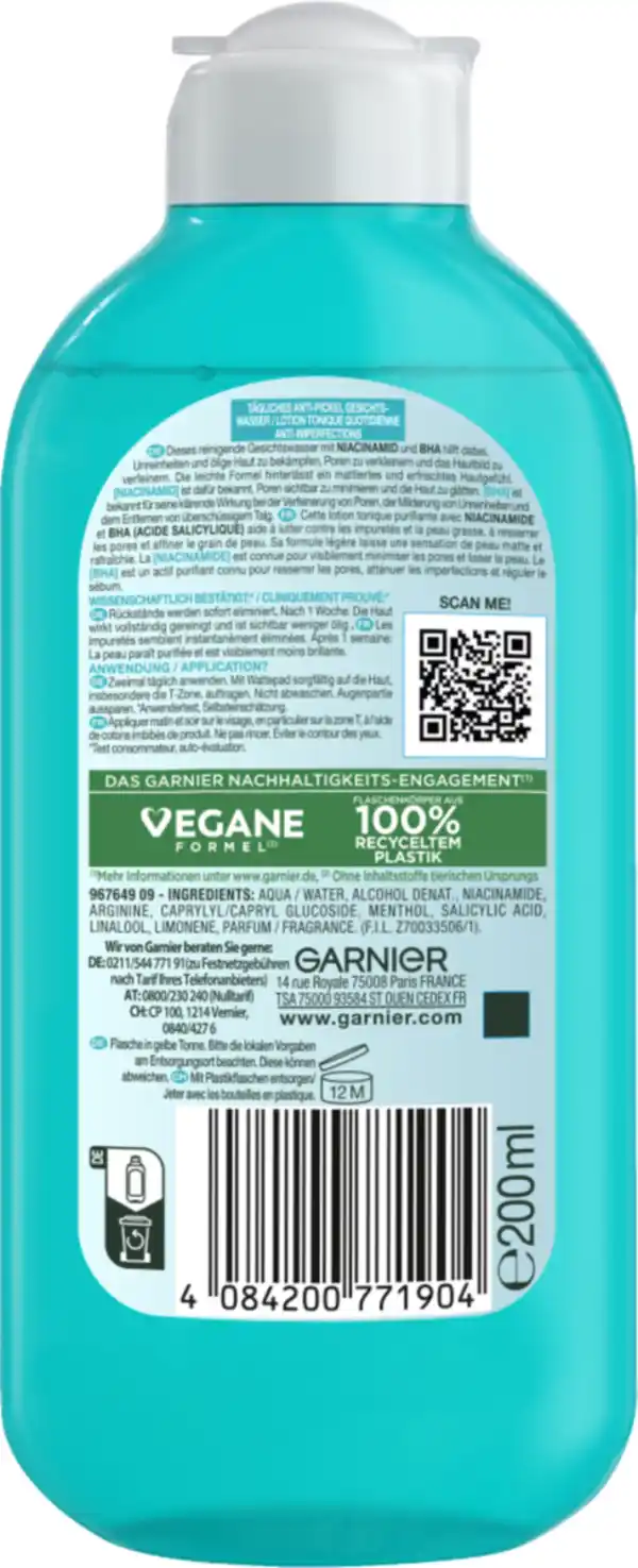 Bild 2 von Garnier Hautklar Tägliches Gesichtswasser Anti-Pickel, 200 ml
