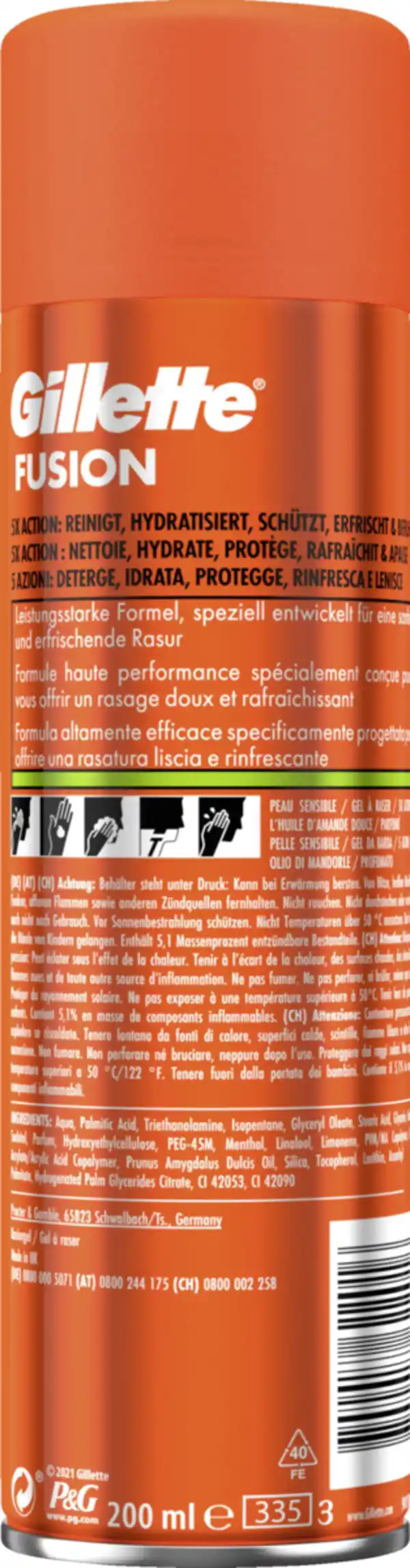 Bild 4 von Gillette Fusion Rasiergel Sensitive, 200 ml