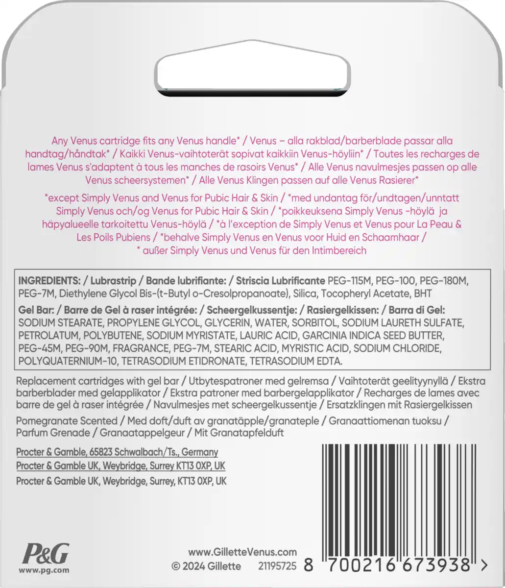 Bild 2 von Gillette Venus Pro ComfortGlide Granatapfel Duft Rasierklingen XL Pack