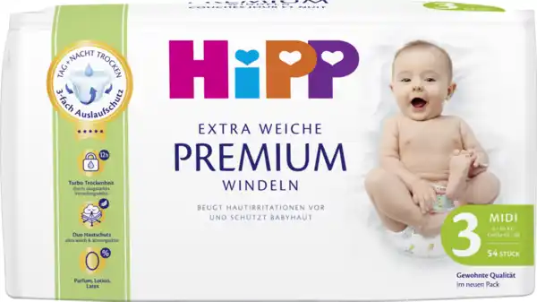 Bild 1 von HiPP Windeln Extra Weiche Premium Midi Größe 3 (6-10 kg)