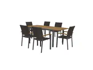 LIVARNO home Geflecht-Set »Valencia«, 7-teilig - Ausziehtisch & 6 Stapelsessel, braun