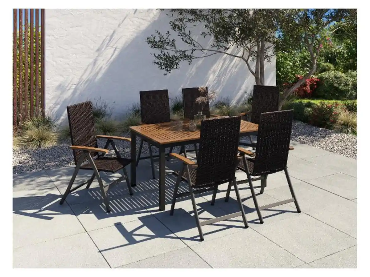 Bild 2 von LIVARNO home Geflecht-Set »Valencia«, 7-teilig - Standardtisch & 6 Hochlehner, braun