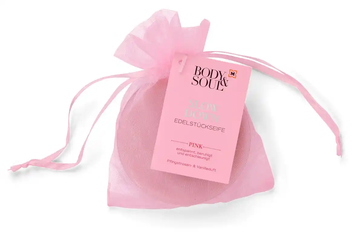 Bild 1 von BODY&SOUL Edelstückseife Slow Down im Organzabeutel Geschenkpackung, 80 g