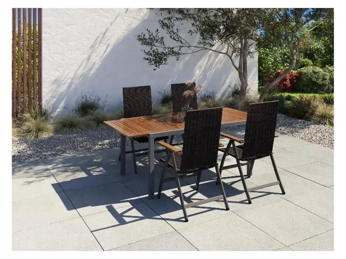 Bild 3 von LIVARNO home Geflecht-Set »Valencia«, 5-teilig - Ausziehtisch & 4 Klappsessel, braun