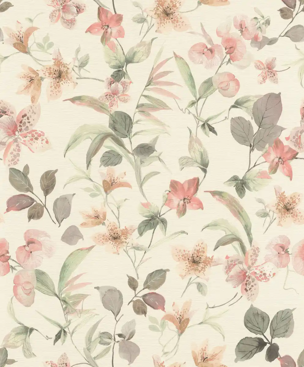 Bild 1 von Tesa x Rasch selbstklebende Tapete Lumina Pflanzen Blüten Blätter mehrfarbig 6 x 0,53 m