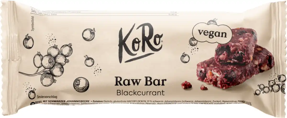 Bild 1 von KoRo Raw Bar Blackcurrant Rohkostriegel, 50 g