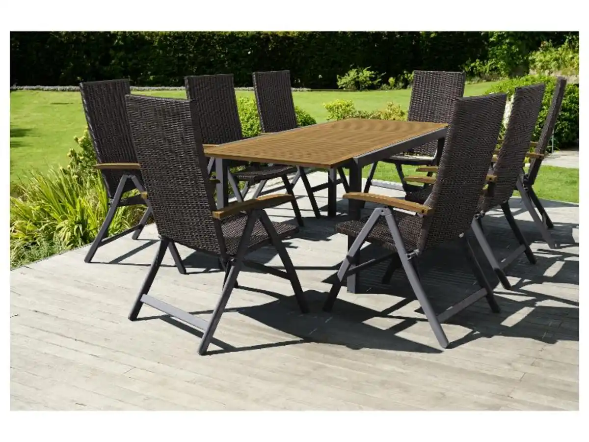 Bild 2 von LIVARNO home Geflecht-Set »Valencia«, 9-teilig - Ausziehtisch & 8 Klappsessel, braun