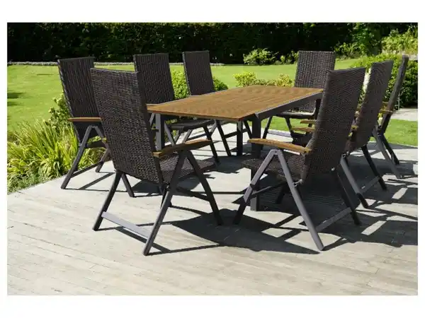 Bild 2 von LIVARNO home Geflecht-Set »Valencia«, 9-teilig - Ausziehtisch & 8 Klappsessel, braun