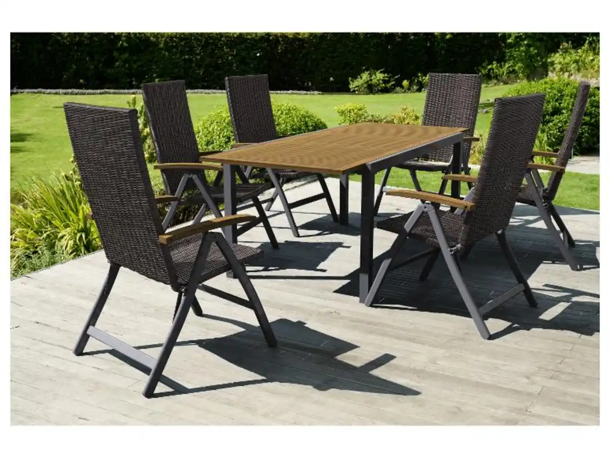 Bild 2 von LIVARNO home Geflecht-Set »Valencia«, 7-teilig - Ausziehtisch & 6 Klappsessel, braun