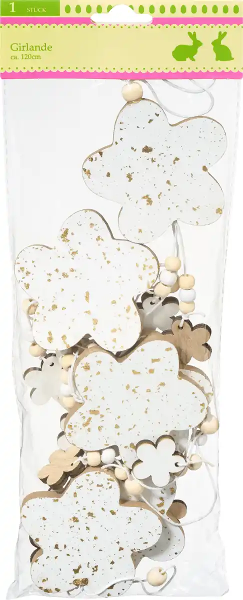 Bild 1 von Dekorieren & Einrichten Holzgirlande Blumen mit Goldsprenkel