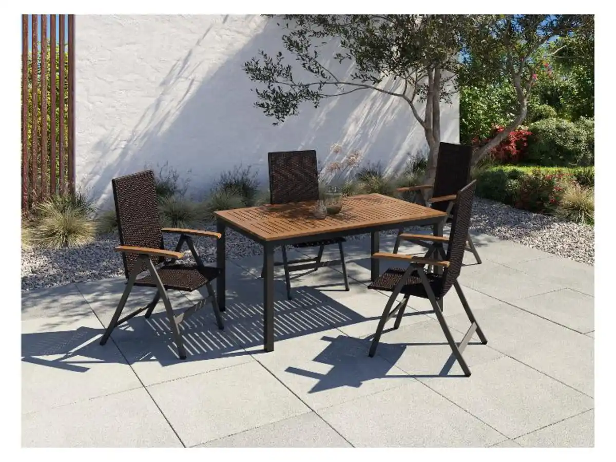 Bild 2 von LIVARNO home Geflecht-Set »Valencia«, 5-teilig - Standardtisch & 4 Hochlehner, braun