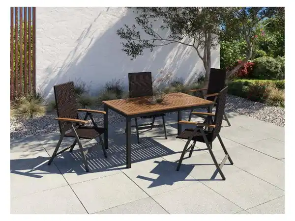 Bild 2 von LIVARNO home Geflecht-Set »Valencia«, 5-teilig - Standardtisch & 4 Hochlehner, braun