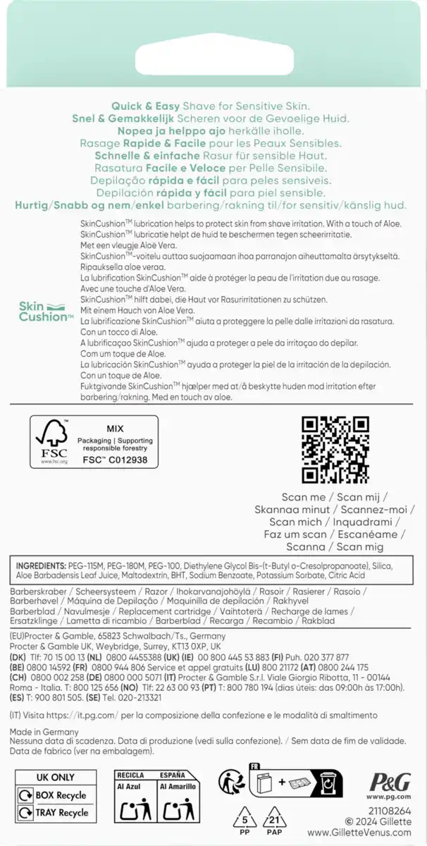 Bild 2 von Gillette Venus Rasierer Smooth Sensitive mit 2 Klingen