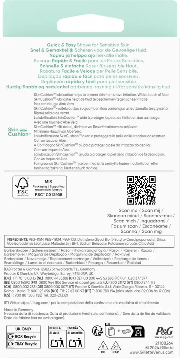 Bild 2 von Gillette Venus Rasierer Smooth Sensitive mit 2 Klingen