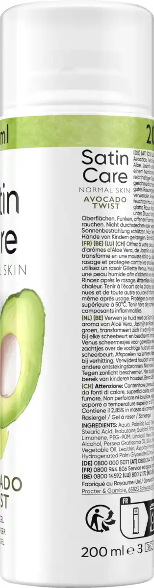 Bild 1 von Gillette Venus Satin Care Rasiergel Avocado, 200 ml