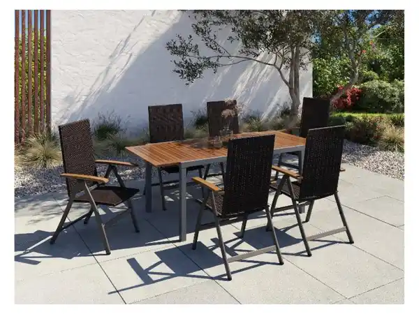 Bild 3 von LIVARNO home Geflecht-Set »Valencia«, 7-teilig - Ausziehtisch & 6 Klappsessel, braun