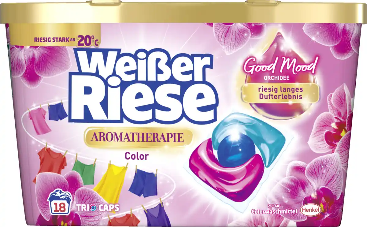 Bild 1 von Weißer Riese Colorwaschmittel Trio Caps Aromatherapie Orchidee 18 WL