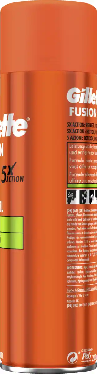 Bild 2 von Gillette Fusion Rasiergel Sensitive, 200 ml