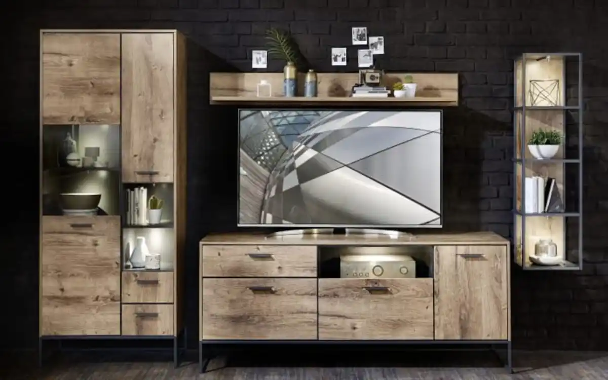 Bild 1 von Vito - Wohnwand Sweep, Haveleiche cognac, Matera Nachbildung, inkl. Softclose