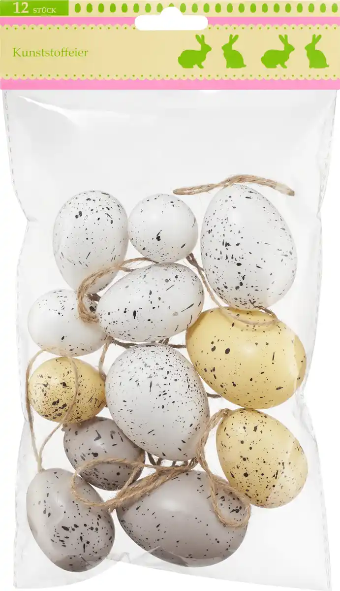 Bild 1 von Dekorieren & Einrichten Kunststoffeier, gesprenkelt, weiß/gelb/grau