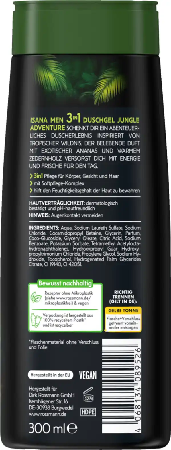 Bild 2 von ISANA MEN 3in1 Duschgel Jungle Adventure, 300 ml