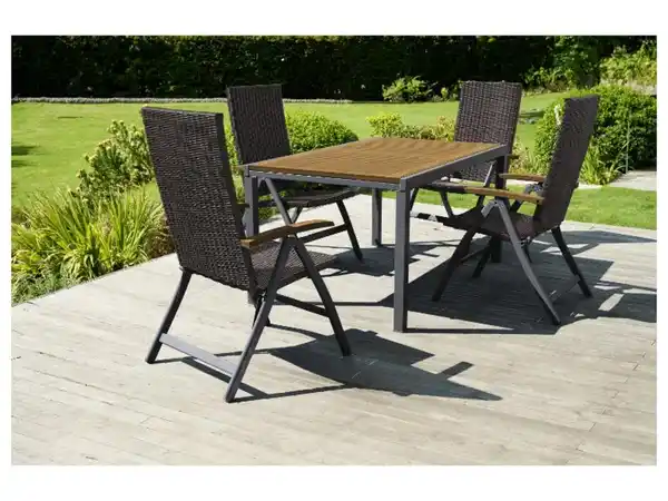 Bild 2 von LIVARNO home Geflecht-Set »Valencia«, 5-teilig - Ausziehtisch & 4 Klappsessel, braun