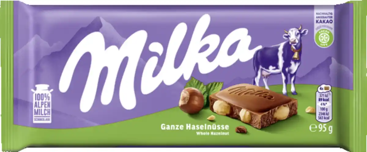 Bild 1 von Milka Schokolade Ganze Haselnüsse, 95 g