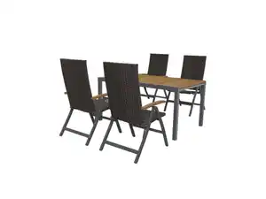LIVARNO home Geflecht-Set »Valencia«, 5-teilig - Ausziehtisch & 4 Klappsessel, braun