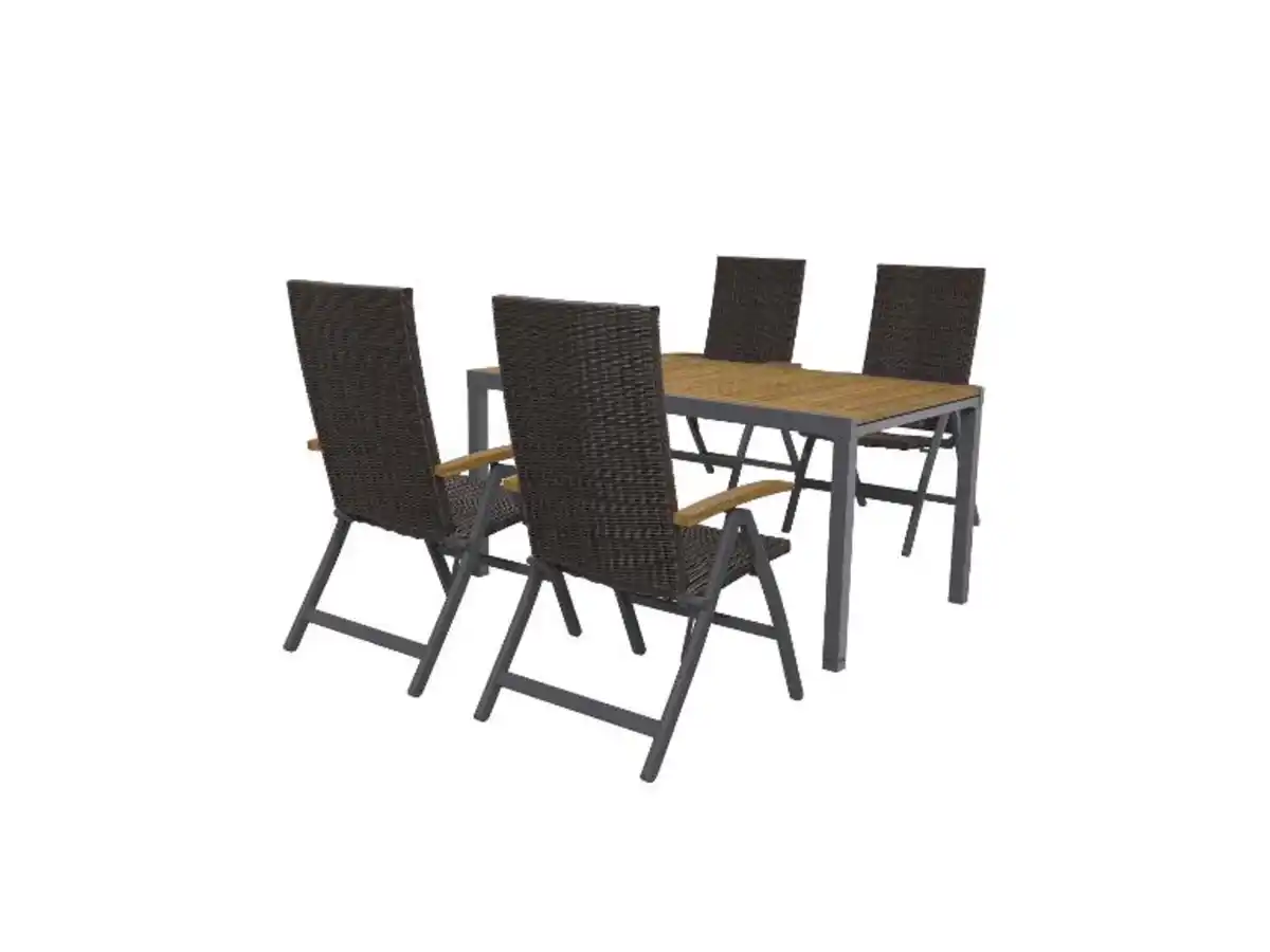Bild 1 von LIVARNO home Geflecht-Set »Valencia«, 5-teilig - Ausziehtisch & 4 Klappsessel, braun
