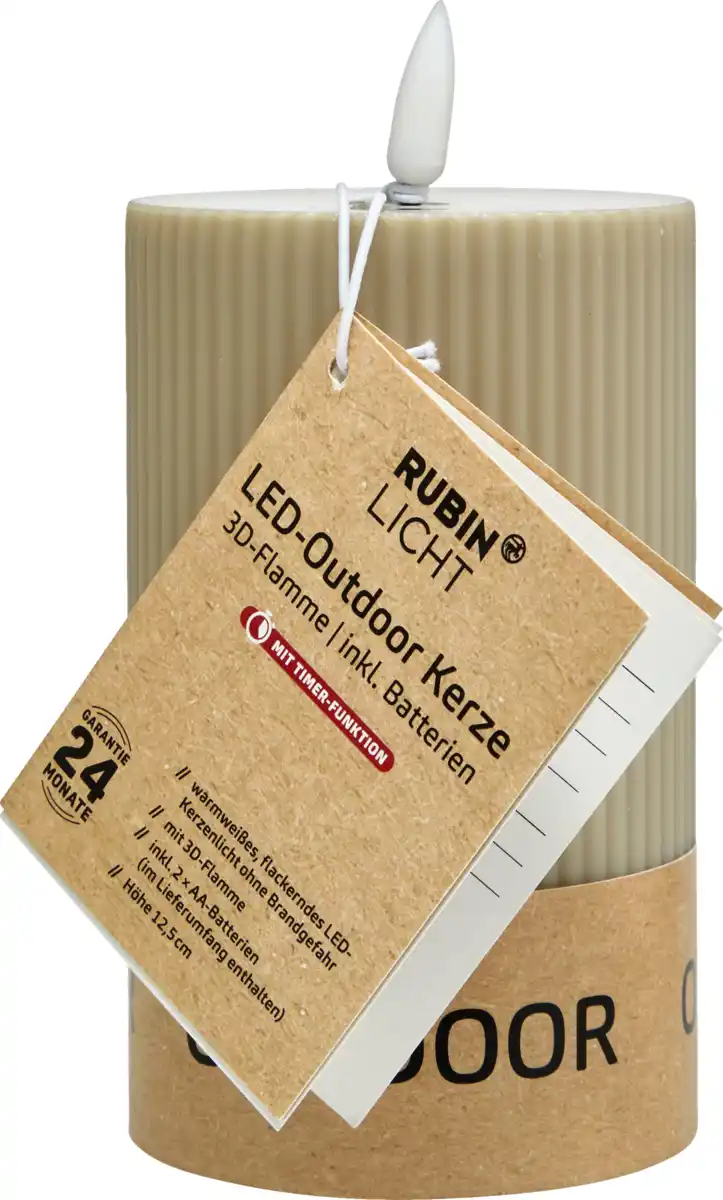 Bild 1 von RUBIN LICHT LED-Outdoor Kerze, 12,5 cm