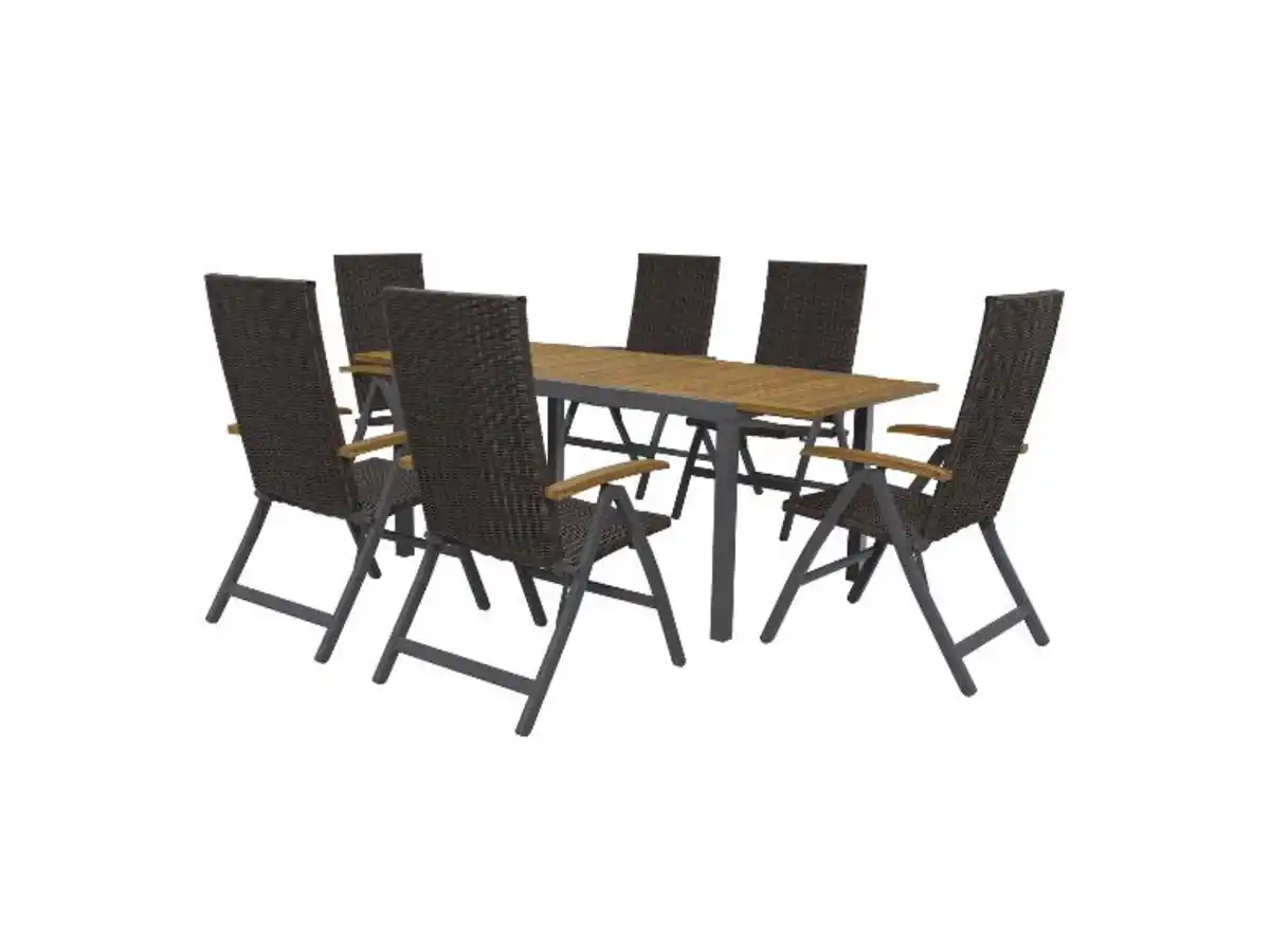 Bild 1 von LIVARNO home Geflecht-Set »Valencia«, 7-teilig - Ausziehtisch & 6 Klappsessel, braun