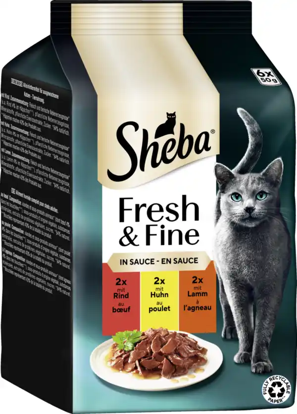 Bild 2 von Sheba Fresh Fine Multipack Portionsbeutel Rind Huhn Lamm in Sauce, 300 g