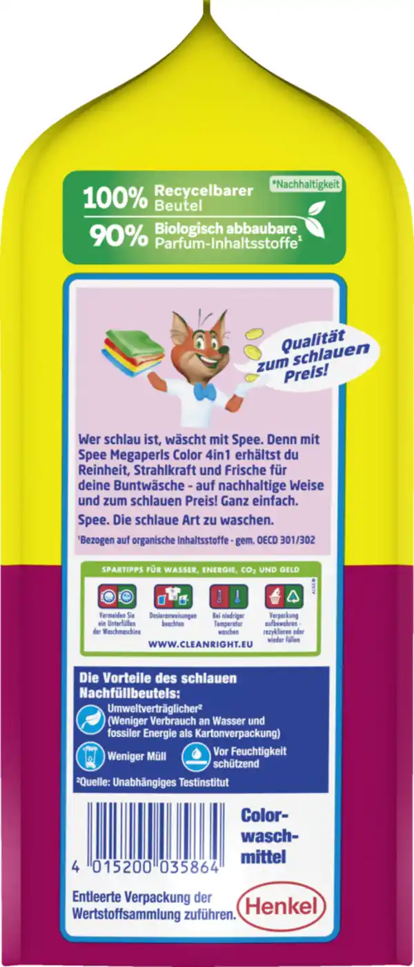 Bild 3 von Spee 4in1 Colorwaschmittel Megaperls Pulver 19WL, 19 WL