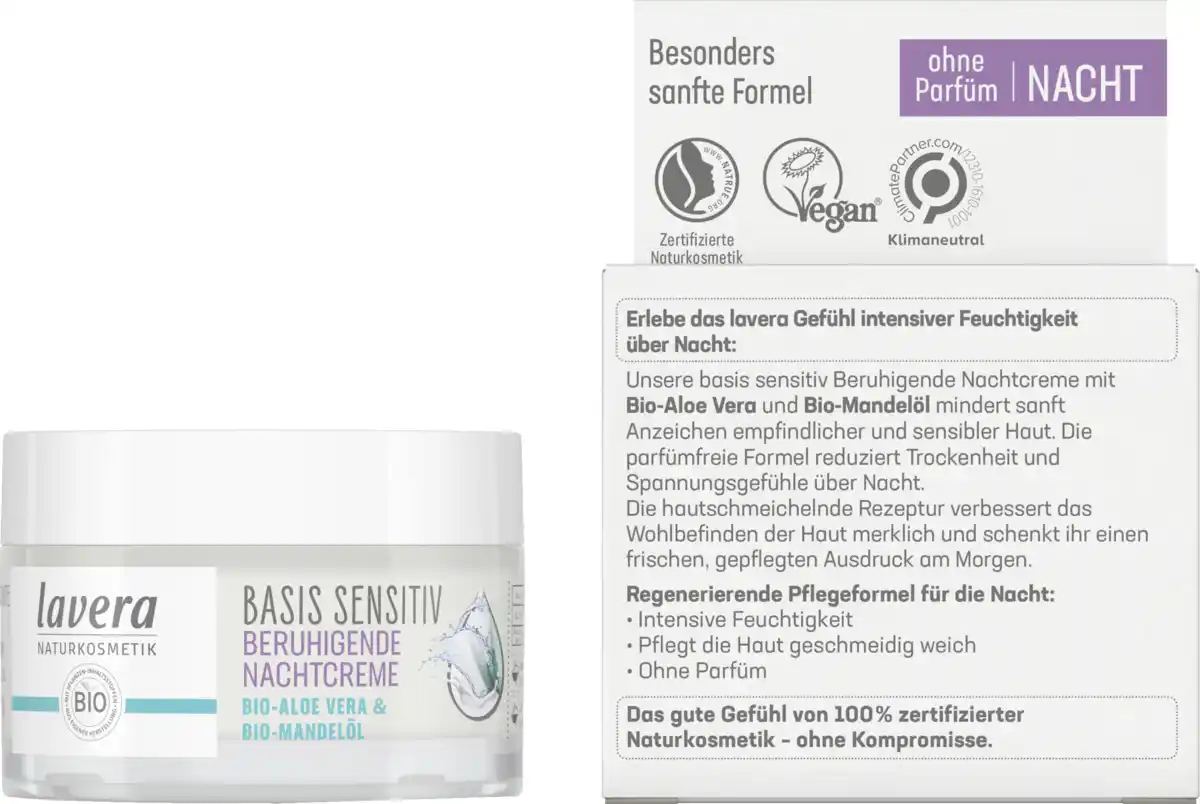 Bild 2 von lavera basis sensitiv Beruhigende Nachtcreme, 50 ml