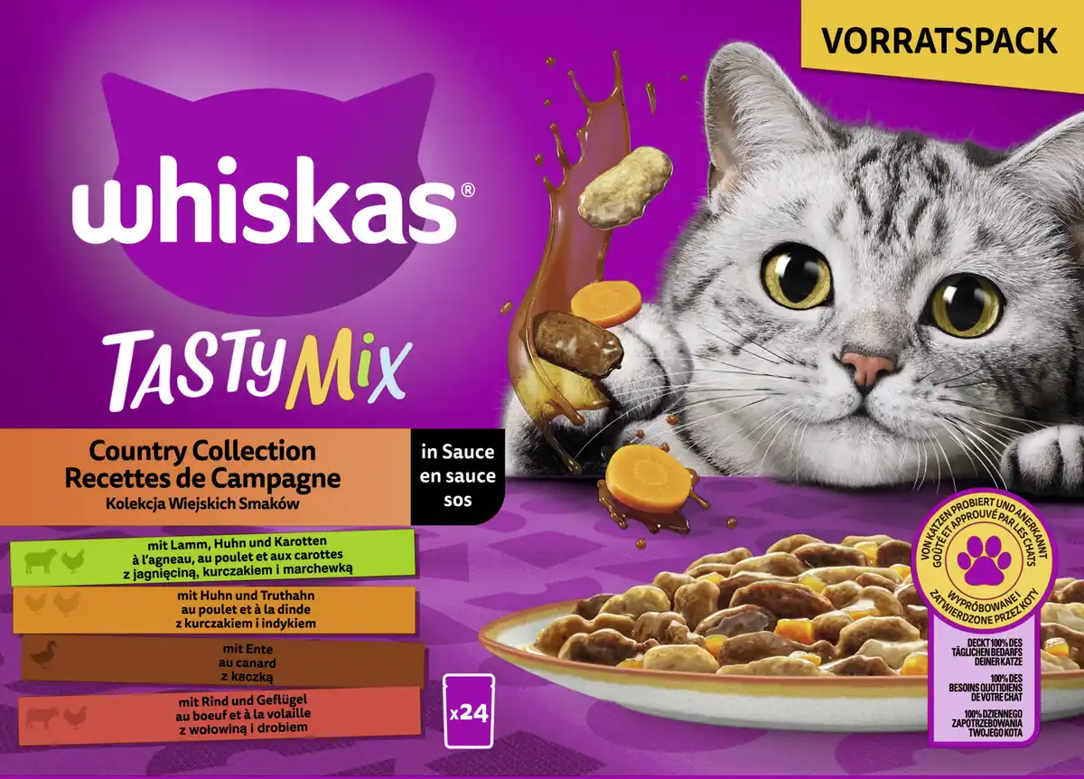 Bild 1 von Whiskas TASTY MIX Katzennassfutter Country Collection in Sauce Portionsbeutel, 2.040 g