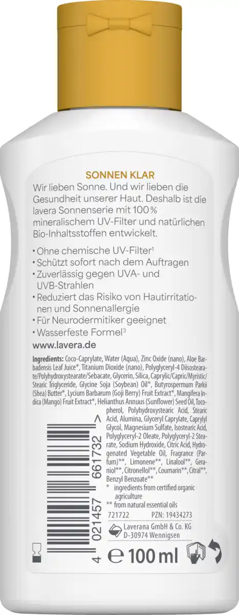 Bild 2 von lavera Sonnenlotion Sensitiv LSF 30, 100 ml