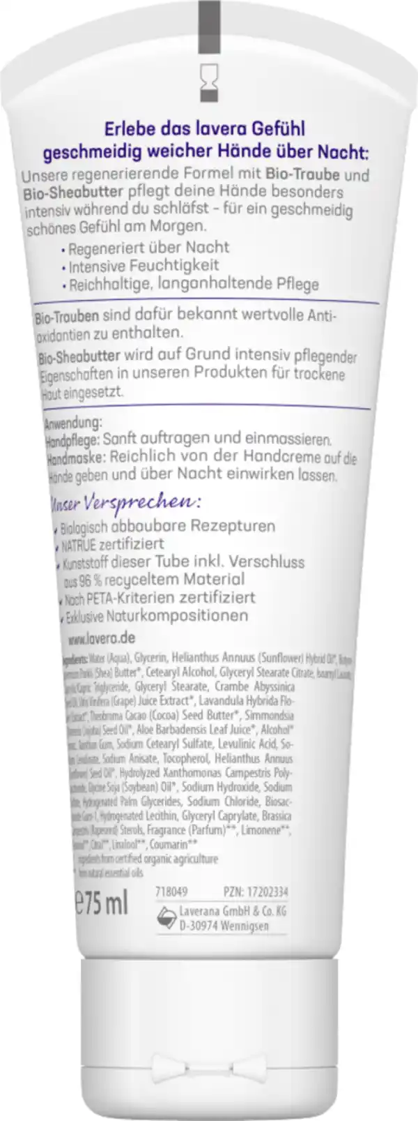 Bild 2 von lavera Gute Nacht 2in1 Handcreme & -maske, 75 ml