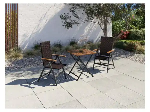 Bild 3 von LIVARNO home Geflecht-Set »Valencia«, 3-teilig - Klapptisch & 2 Hochlehner, braun