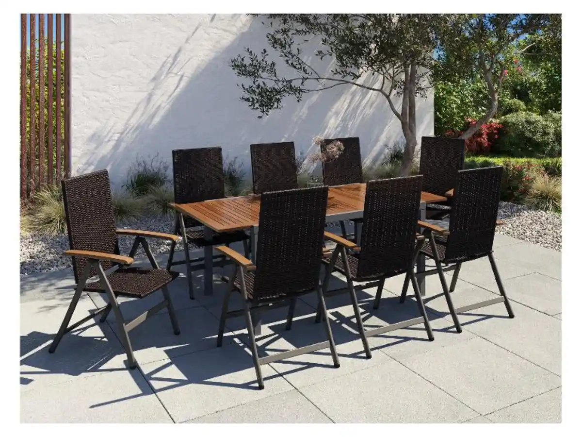 Bild 3 von LIVARNO home Geflecht-Set »Valencia«, 9-teilig - Ausziehtisch & 8 Klappsessel, braun